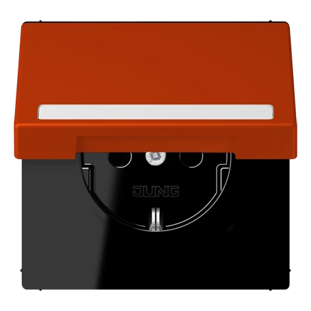 SCHUKO® socket, Safety Plus, with inscription field, thermoplastic lacquered, rouge vermillon 59
