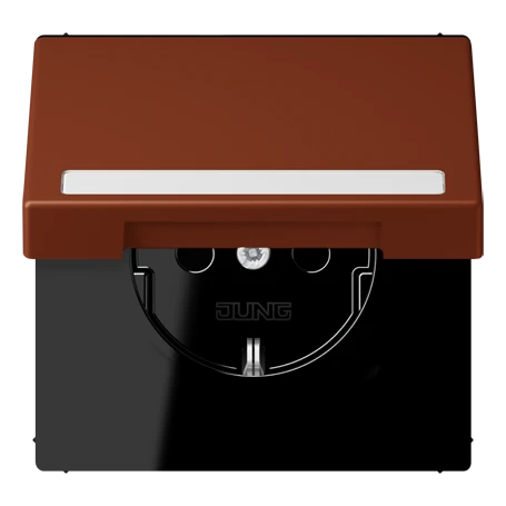SCHUKO® socket, Safety Plus, with inscription field, thermoplastic lacquered, terre sienne brûlée 59