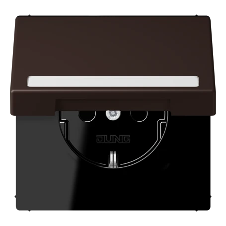 SCHUKO® socket, Safety Plus, with inscription field, thermoplastic lacquered, terre d’ombre brûlée 59