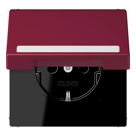 SCHUKO® socket, Safety Plus, with inscription field, thermoplastic lacquered, le rubis