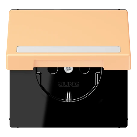 SCHUKO® socket, Safety Plus, with inscription field, thermoplastic lacquered, terre sienne claire 59