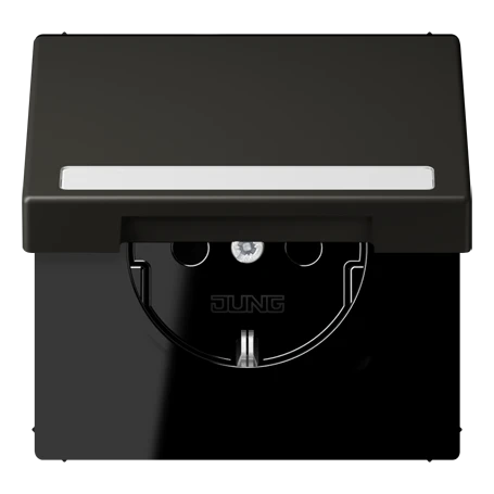 SCHUKO® socket, Safety Plus, with inscription field, thermoplastic lacquered, ombre naturelle 59