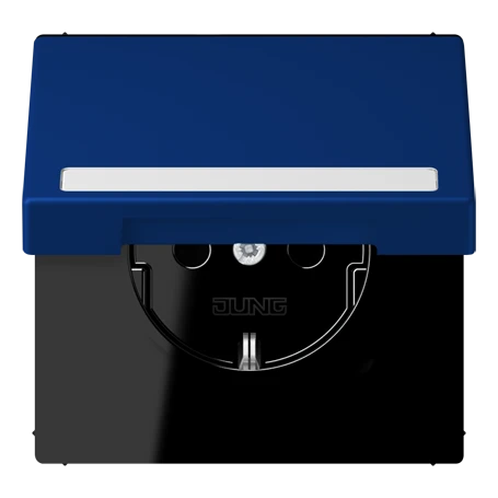 SCHUKO® socket, Safety Plus, with inscription field, thermoplastic lacquered, bleu outremer foncé