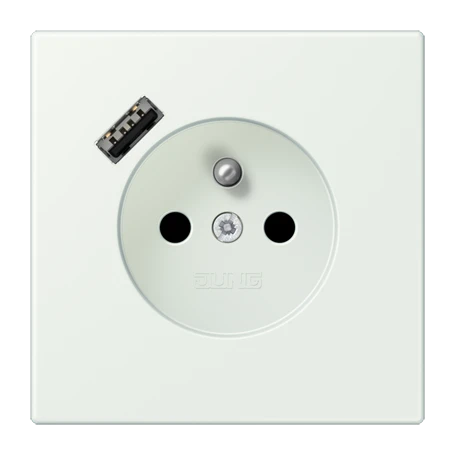 Steckdose, französisch/belgisches System mit USB-Ladegerät (JUNG Quick Charge®), Safety Plus, Thermoplast lackiert, outremer gris