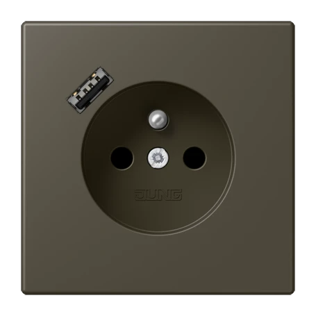 Steckdose, französisch/belgisches System mit USB-Ladegerät (JUNG Quick Charge®), Safety Plus, Thermoplast lackiert, ombre naturelle 31