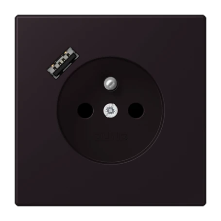 Steckdose, französisch/belgisches System mit USB-Ladegerät (JUNG Quick Charge®), Safety Plus, Thermoplast lackiert, noir d'ivoire