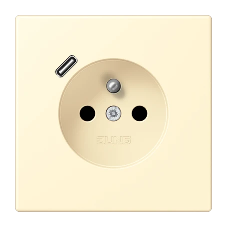Steckdose, französisch/belgisches System mit USB-Ladegerät (JUNG Quick Charge®), Safety Plus, Thermoplast lackiert, blanc (32001)