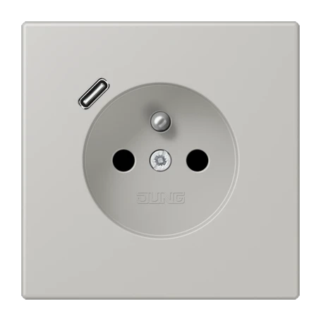 Steckdose, französisch/belgisches System mit USB-Ladegerät (JUNG Quick Charge®), Safety Plus, Thermoplast lackiert, gris clair 31