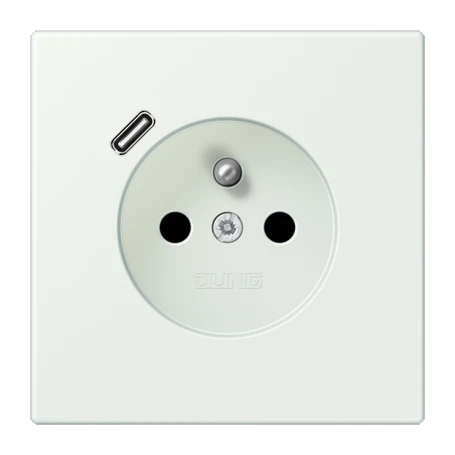 Steckdose, französisch/belgisches System mit USB-Ladegerät (JUNG Quick Charge®), Safety Plus, Thermoplast lackiert, outremer gris