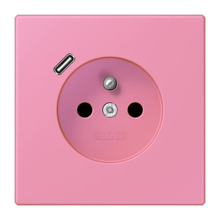 Steckdose, französisch/belgisches System mit USB-Ladegerät (JUNG Quick Charge®), Safety Plus, Thermoplast lackiert, rose vif