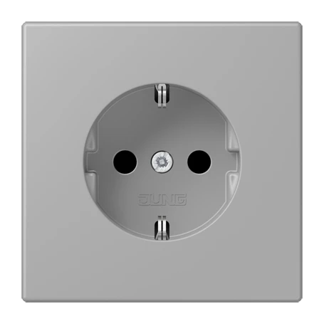 SCHUKO®-Steckdose, Schraubklemmen, Duroplast lackiert, gris moyen (32012)