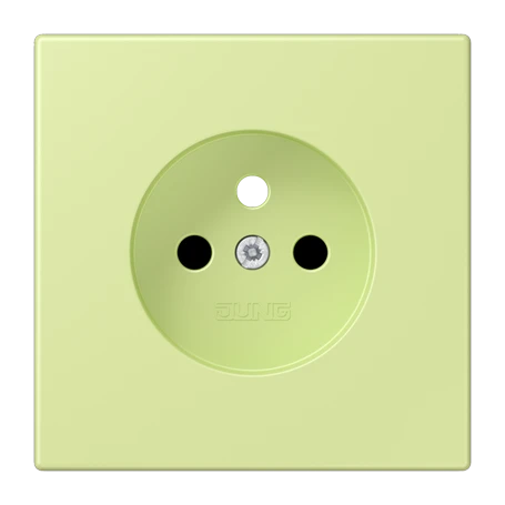 Afdekking voor contactdoos basiselement, Frans/Belgisch systeem, Safety Plus, duroplast gelakt, vert jaune clair