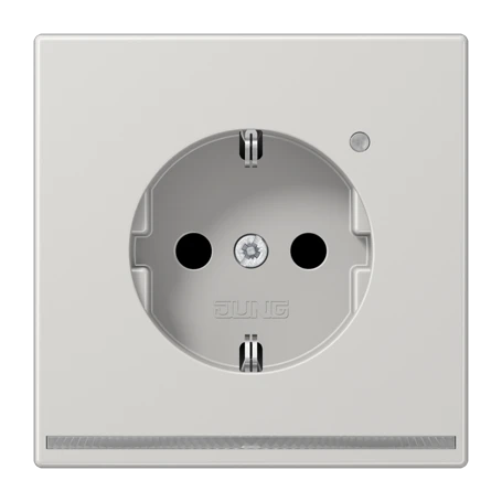 SCHUKO® socket with LED floor pilot light, Safety Plus, thermoplastic, light grey