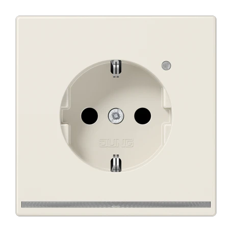 SCHUKO® socket with LED floor pilot light, Safety Plus, thermoplastic, ivory