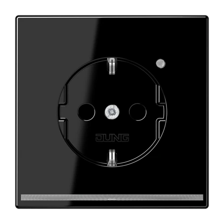 SCHUKO® socket with LED floor pilot light, Safety Plus, thermoplastic, black