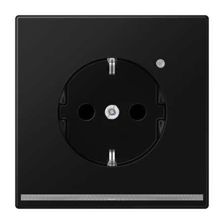 SCHUKO® socket with LED floor pilot light, Safety Plus, thermoplastic lacquered, matt graphite black 
