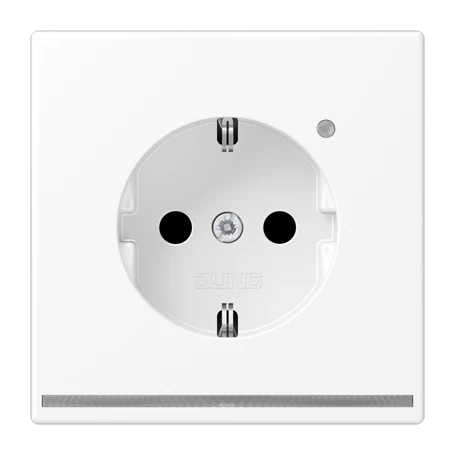 SCHUKO® socket with LED floor pilot light, Safety Plus, thermoplastic lacquered, matt snow white