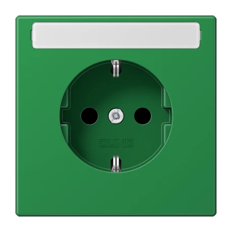 Enchufe SCHUKO®, Safety Plus, con regleta de inscripción, termoplástico, verde