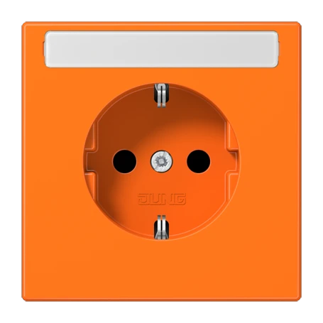 SCHUKO® socket, Safety Plus, with inscription field, thermoplastic, orange