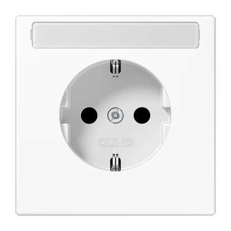 Enchufe SCHUKO®, Safety Plus, con regleta de inscripción, termoplástico, blanco alpino