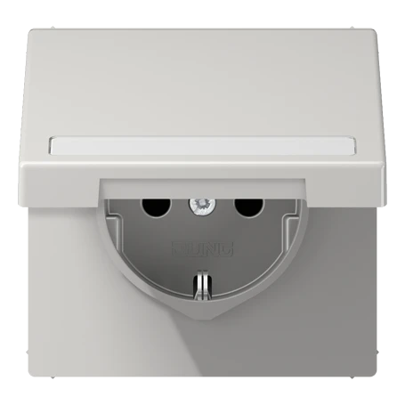 SCHUKO® socket, Safety Plus, with inscription field, thermoplastic, light grey