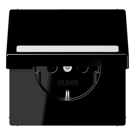 SCHUKO® socket, Safety Plus, with inscription field, thermoplastic, black