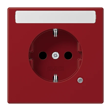 SCHUKO®-Steckdose, Safety Plus, mit Schriftfeld, Thermoplast, rot