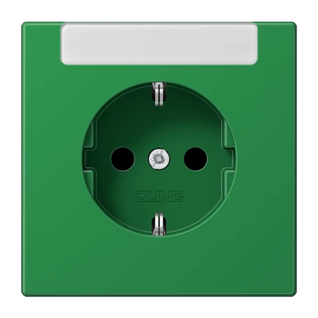 Enchufe SCHUKO®, Safety Plus, con regleta de inscripción integrada (herméticos a las pulverizaciones), termoplástico, verde