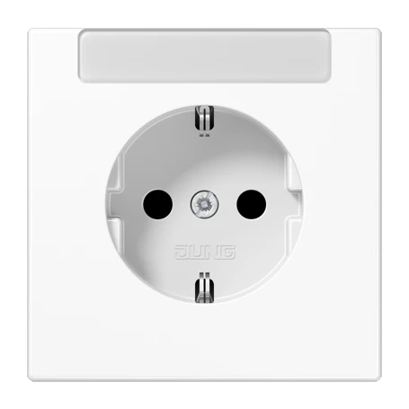 Enchufe SCHUKO®, Safety Plus, con regleta de inscripción integrada (herméticos a las pulverizaciones), termoplástico, blanco alpino