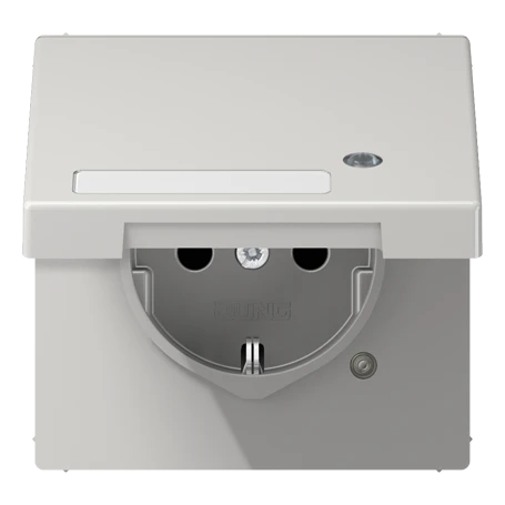 SCHUKO®-Steckdose, Safety Plus, mit Funktionsanzeige, mit Schriftfeld, Thermoplast, lichtgrau