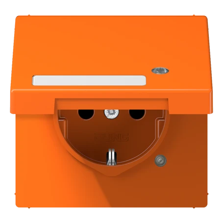 SCHUKO®-Steckdose, Safety Plus, mit Funktionsanzeige, mit Schriftfeld, Thermoplast, orange (für ZSV)