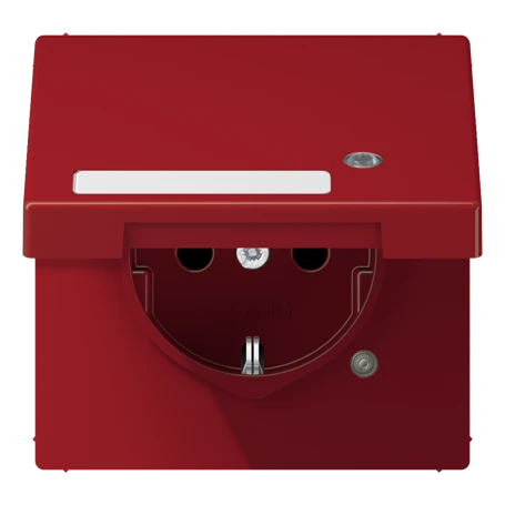 SCHUKO®-Steckdose, Safety Plus, mit Funktionsanzeige, mit Schriftfeld, Thermoplast, rot