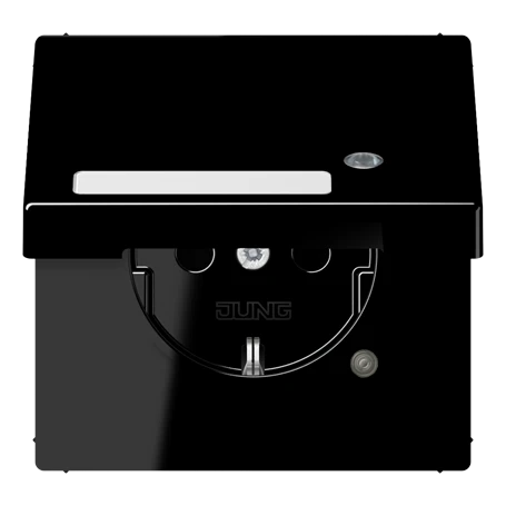 SCHUKO®-Steckdose, Safety Plus, mit Funktionsanzeige, mit Schriftfeld, Thermoplast, schwarz
