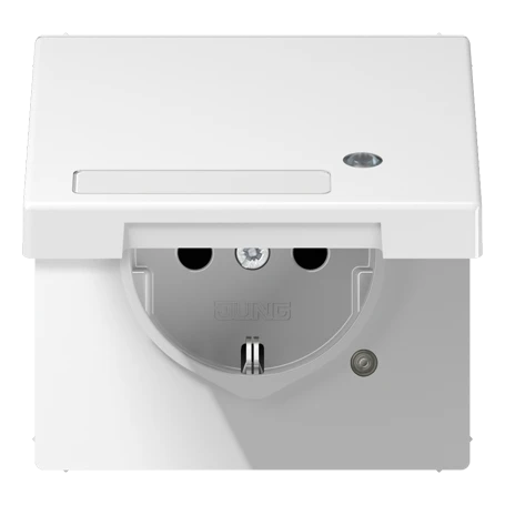 Enchufe SCHUKO®, Safety Plus, con regleta de inscripción, termoplástico, blanco alpino