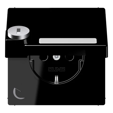 SCHUKO® socket, Safety Plus, with inscription field, with safety lock, thermoplastic, black