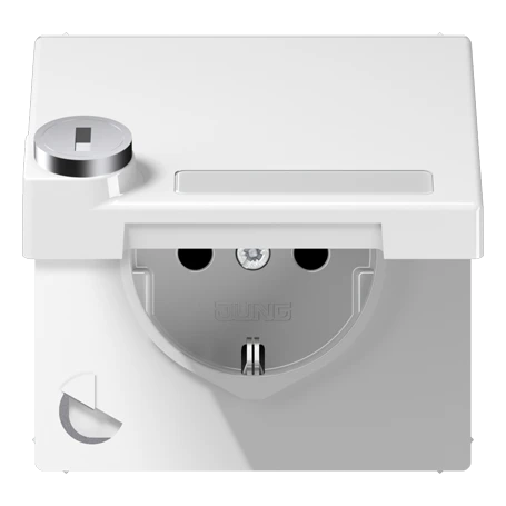 SCHUKO® socket, Safety Plus, with inscription field, with safety lock, thermoplastic, white