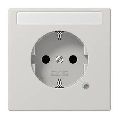 SCHUKO® socket, Safety Plus, with inscription field, duroplastic, light grey