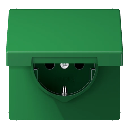Wandcontactdoos met randaarde, thermoplast, groen