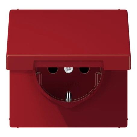 Wandcontactdoos met randaarde, thermoplast, rood