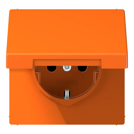 Wandcontactdoos met randaarde, thermoplast, oranje