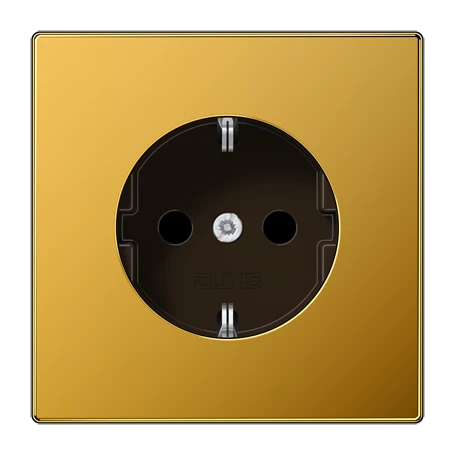 SCHUKO® socket, screw terminals, Safety Plus, gold-plated