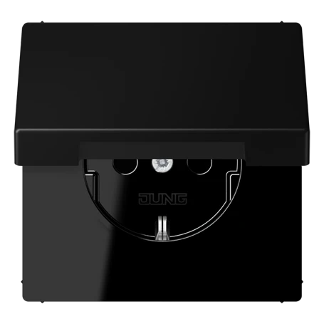 SCHUKO® socket, screw terminals, duroplastic lacquered, matt graphite black 