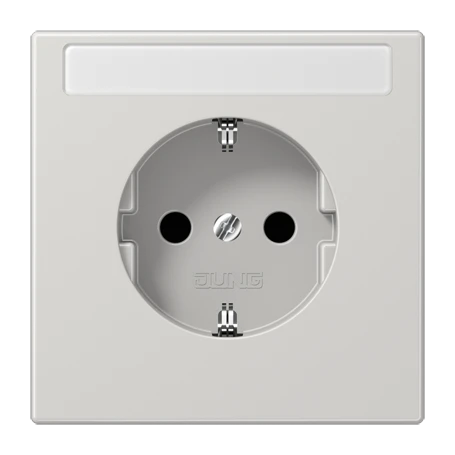 SCHUKO® socket, screw terminals, with inscription field, duroplastic, light grey