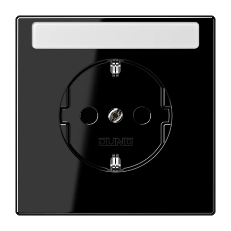 SCHUKO® socket, screw terminals, with inscription field, duroplastic, black