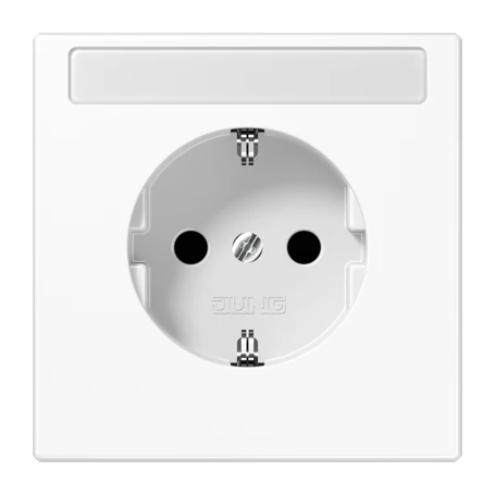 SCHUKO® socket, screw terminals, with inscription field, duroplastic, white