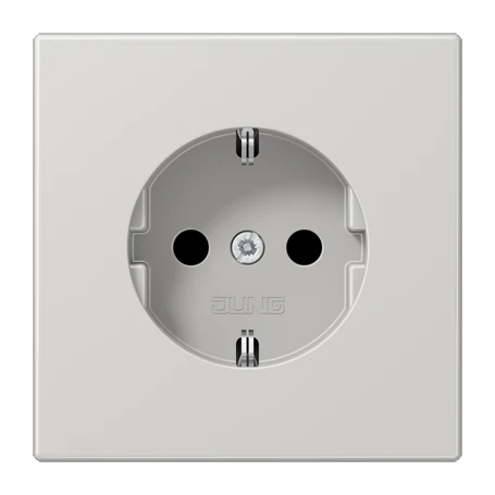Wandcontactdoos met randaarde, schroefklemmen, Safety Plus, duroplast, lichtgrijs