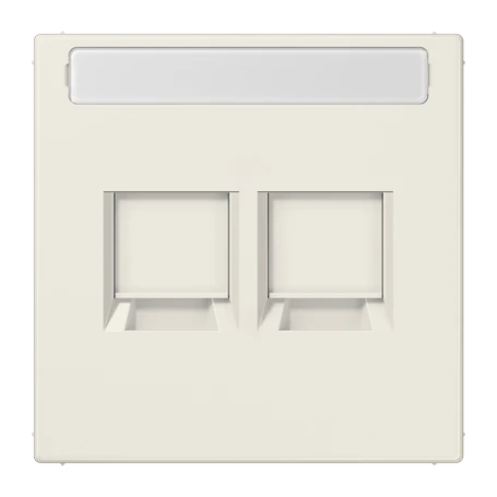 Centre plate (snap-on fixing) for modular jack sockets, 2-gang, Radiall, Infra, ivory