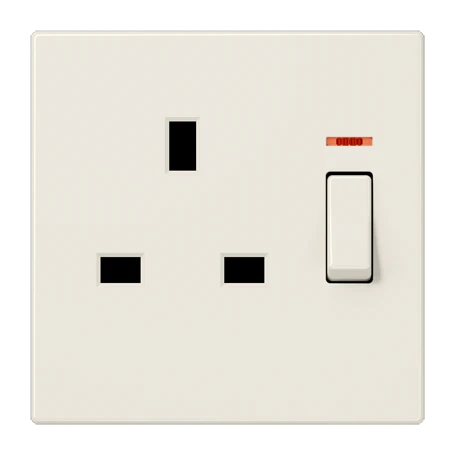 Wandcontactdoos afschakelbaar met controleschakelaar, British Standard, wit