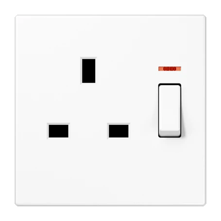 Wandcontactdoos afschakelbaar met controleschakelaar, British Standard, alpine wit