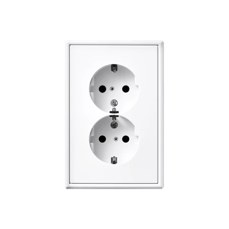 2-voudige wandcontactdoos met randaarde, Safety Plus, duroplast, alpine wit